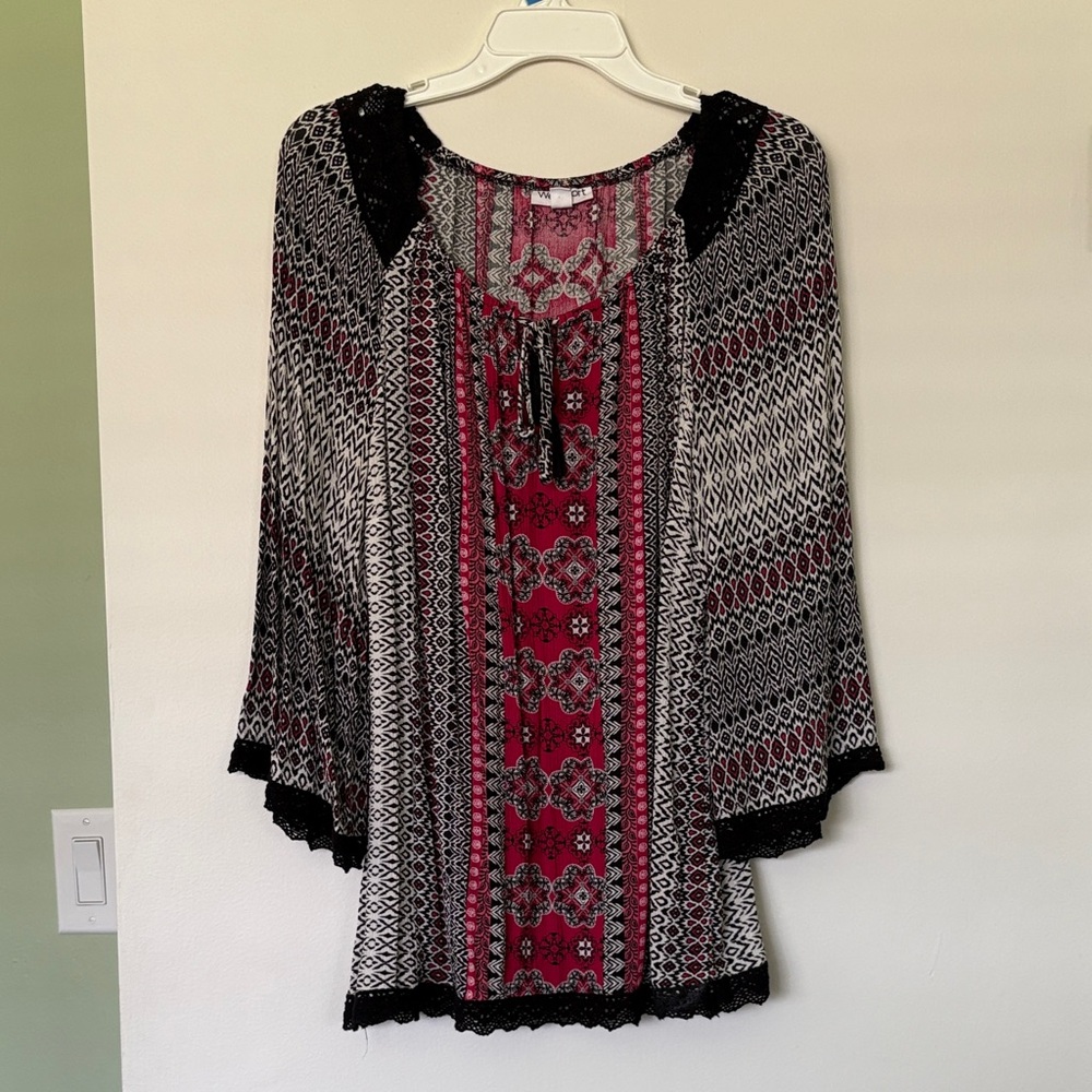 Westport Red and Black Patterned Blouse